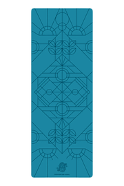 Pro Grip Luxe Deco Alignment  - PU Yoga Mat (5mm) - Pacific Blue