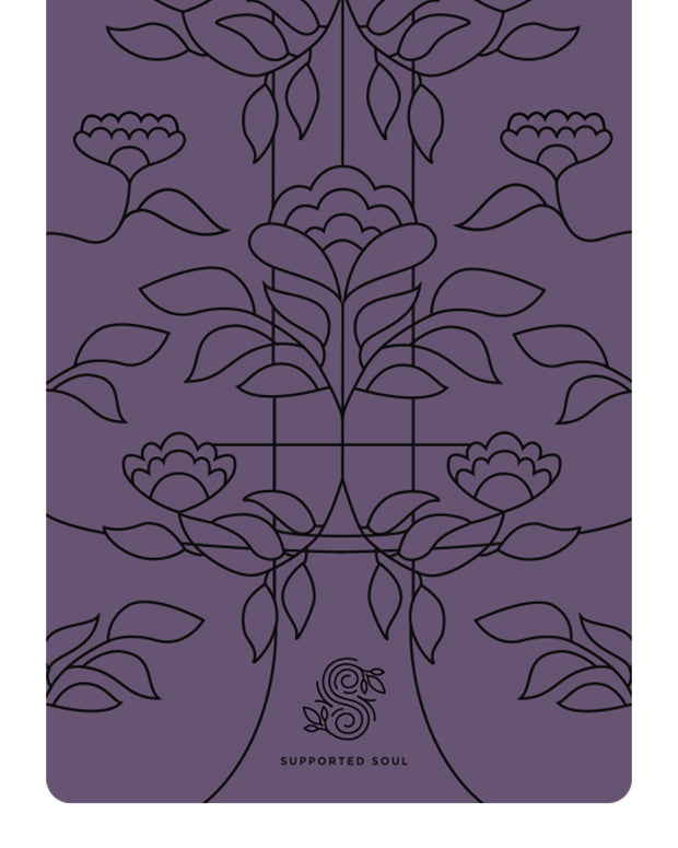 Pro Grip Floral Alignment - PU Yoga Mat (5mm) - Blackberry