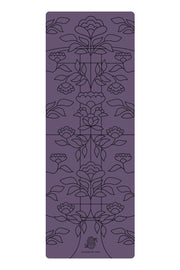 Pro Grip Floral Alignment - PU Yoga Mat (5mm) - Blackberry